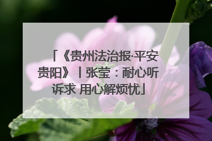 《贵州法治报·平安贵阳》丨张莹：耐心听诉求 用心解烦忧