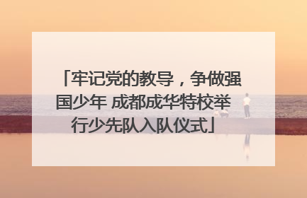牢记党的教导，争做强国少年 成都成华特校举行少先队入队仪式