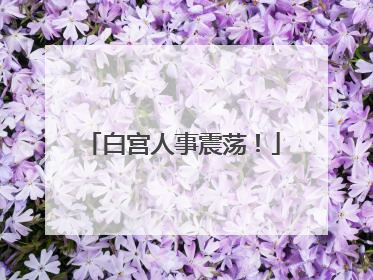 白宫人事震荡！