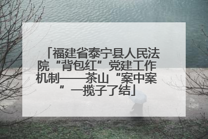 福建省泰宁县人民法院“背包红”党建工作机制——茶山“案中案”一揽子了结
