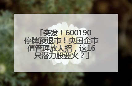 突发！600190停牌预退市！央国企市值管理放大招，这16只潜力股要火？