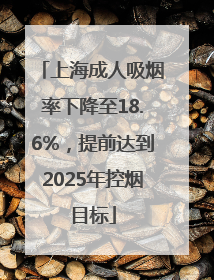 上海成人吸烟率下降至18.6%，提前达到2025年控烟目标