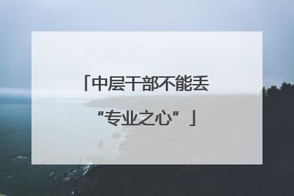 中层干部不能丢“专业之心”