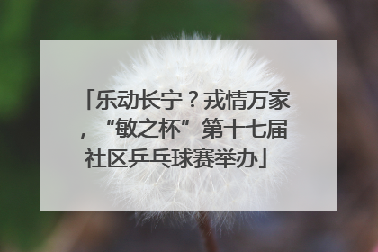 乐动长宁？戎情万家，“敏之杯”第十七届社区乒乓球赛举办