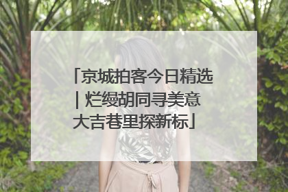 京城拍客今日精选｜烂缦胡同寻美意 大吉巷里探新标