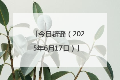 今日辟谣（2025年6月17日）