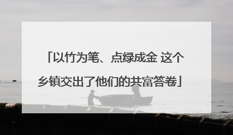 以竹为笔、点绿成金 这个乡镇交出了他们的共富答卷