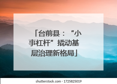 台前县：“小事杠杆”撬动基层治理新格局