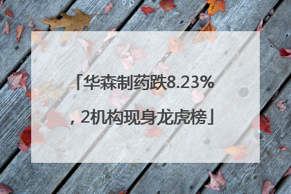 华森制药跌8.23%，2机构现身龙虎榜