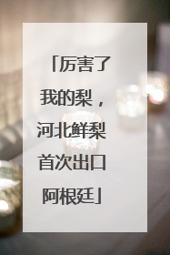 厉害了我的梨，河北鲜梨首次出口阿根廷