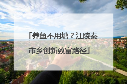 养鱼不用塘？江陵秦市乡创新致富路径