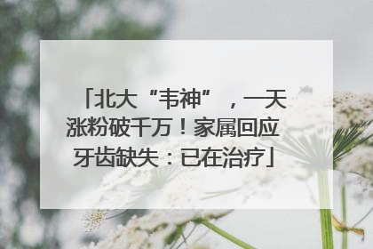 北大“韦神”，一天涨粉破千万！家属回应牙齿缺失：已在治疗