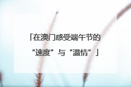 在澳门感受端午节的“速度”与“温情”