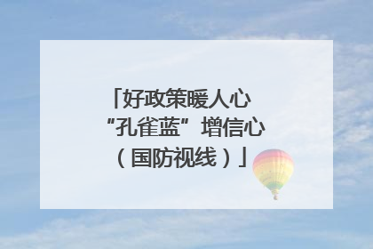 好政策暖人心 “孔雀蓝”增信心（国防视线）