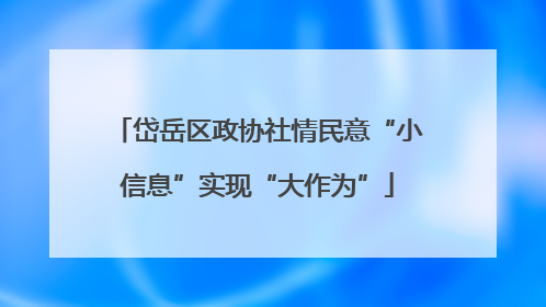 岱岳区政协社情民意“小信息”实现“大作为”