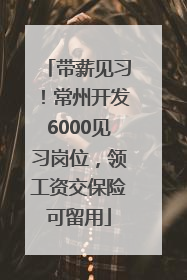 带薪见习！常州开发6000见习岗位，领工资交保险可留用