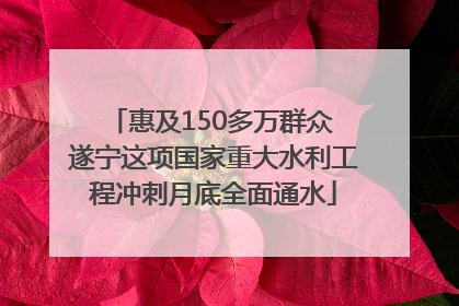 惠及150多万群众 遂宁这项国家重大水利工程冲刺月底全面通水
