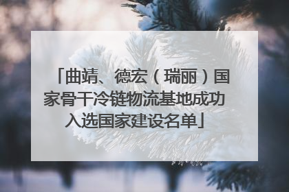 曲靖、德宏（瑞丽）国家骨干冷链物流基地成功入选国家建设名单