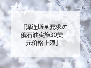 泽连斯基要求对俄石油实施30美元价格上限
