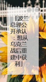 波兰总理公开承认：想从乌克兰战后重建中获利
