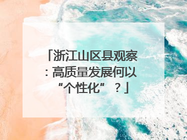浙江山区县观察：高质量发展何以“个性化”？