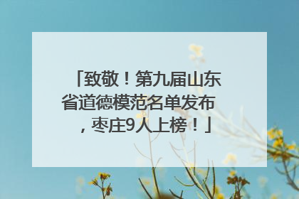 致敬！第九届山东省道德模范名单发布，枣庄9人上榜！