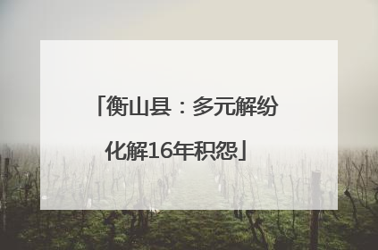 衡山县：多元解纷化解16年积怨