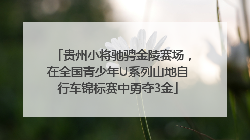 贵州小将驰骋金陵赛场，在全国青少年U系列山地自行车锦标赛中勇夺3金