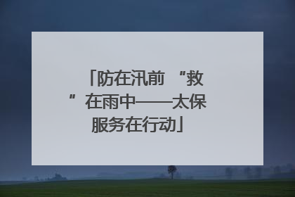 防在汛前 “救”在雨中——太保服务在行动