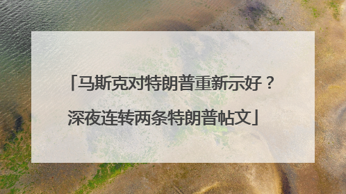 马斯克对特朗普重新示好？深夜连转两条特朗普帖文