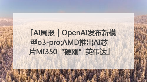 AI周报｜OpenAI发布新模型o3-pro;AMD推出AI芯片MI350“硬刚”英伟达
